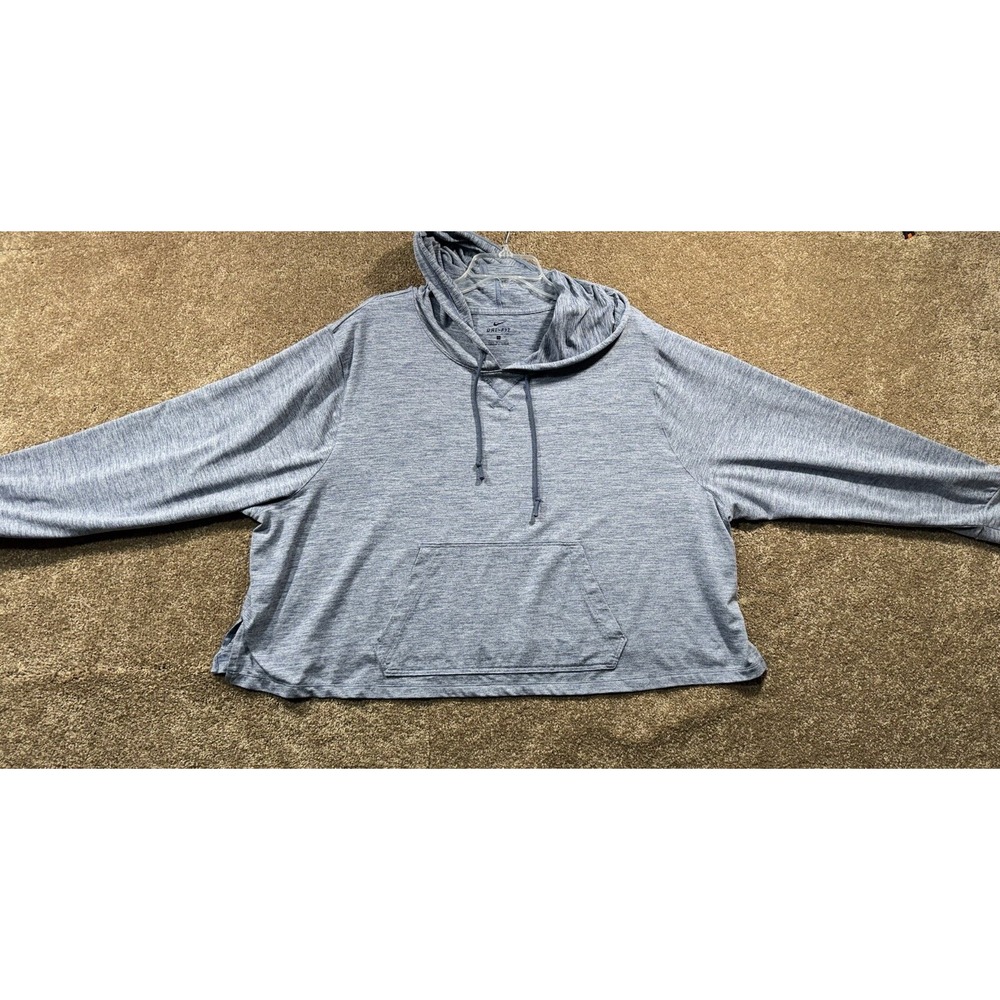 Women's Nike Diffused‎ Blue Yoga Jersey Cropped Hoodie - 3X - Excellent